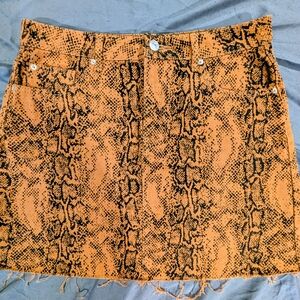 Orange Snake Print Skirt